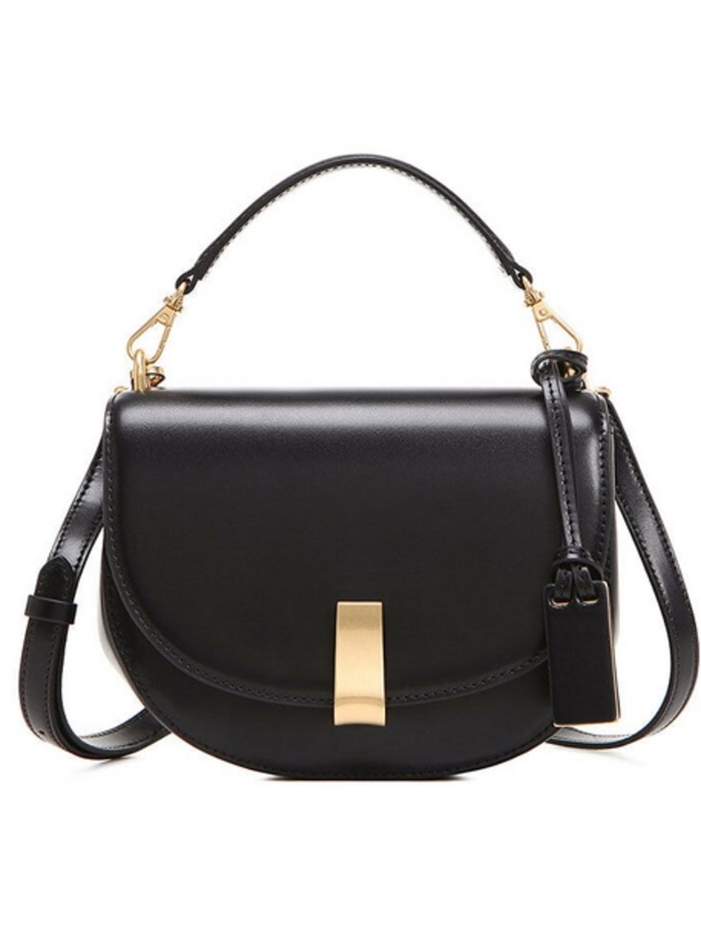 Joy Gryson Margot Black Leather Crossbody Saddle Bag Gold Hardware Dust Bag